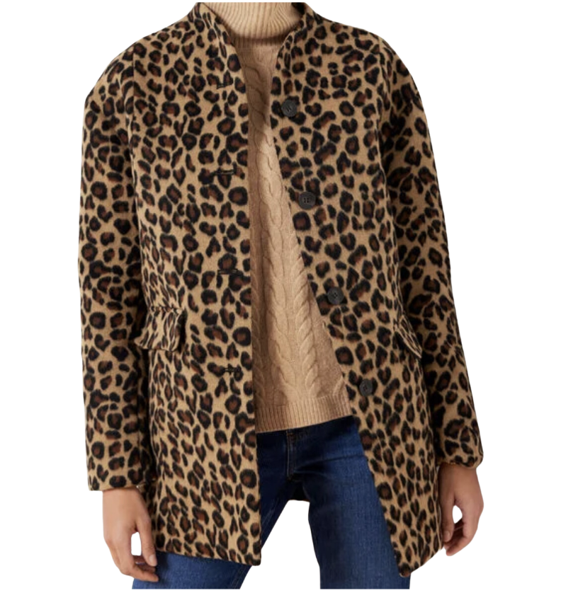 Leopard Wool Blend Coat